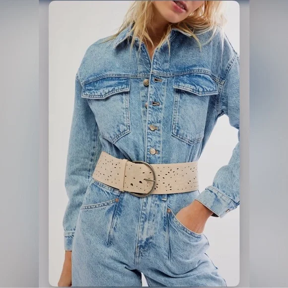 Free people Laurel hip leather belt size S/M(42” length  display picture 3